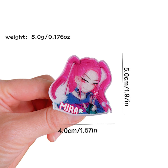 Wholesale 5 pcs Cute cartoon hair scrunchies with KPOP acrylic plate