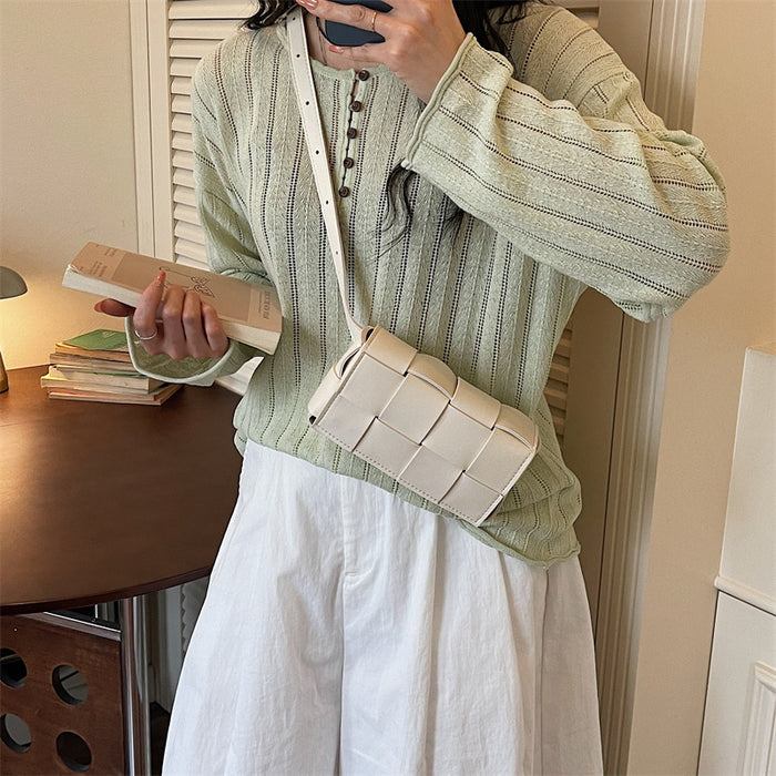 Wholesale Green Woven Small Square Crossbody Bag Daily Fashion Accessory