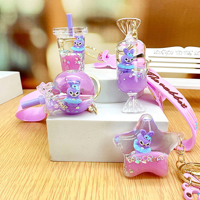 Wholesale Schoolbag Pendant Star Dew Girls' Trinket Pendant Quicksand Keychain