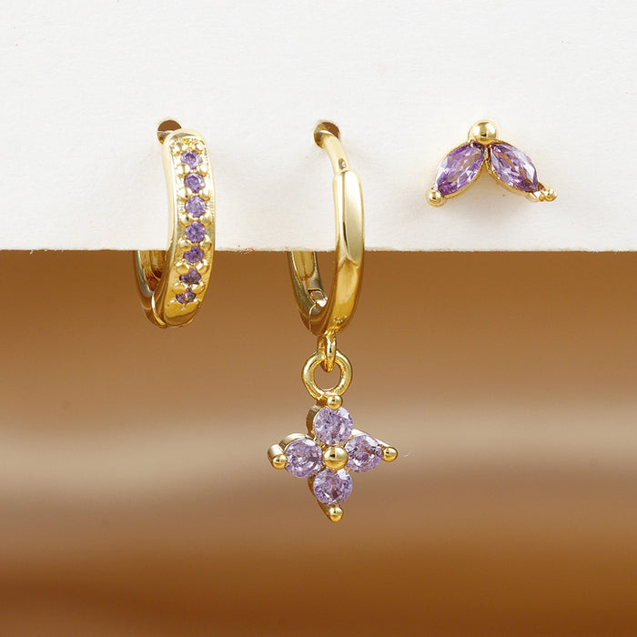Wholesale Crystal flower earrings, geometric high-end earrings, earrings set, earrings accessories