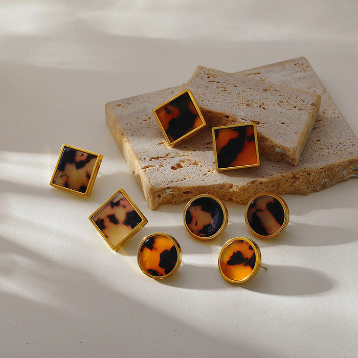 Wholesale  geometric leopard stainless steel earrings