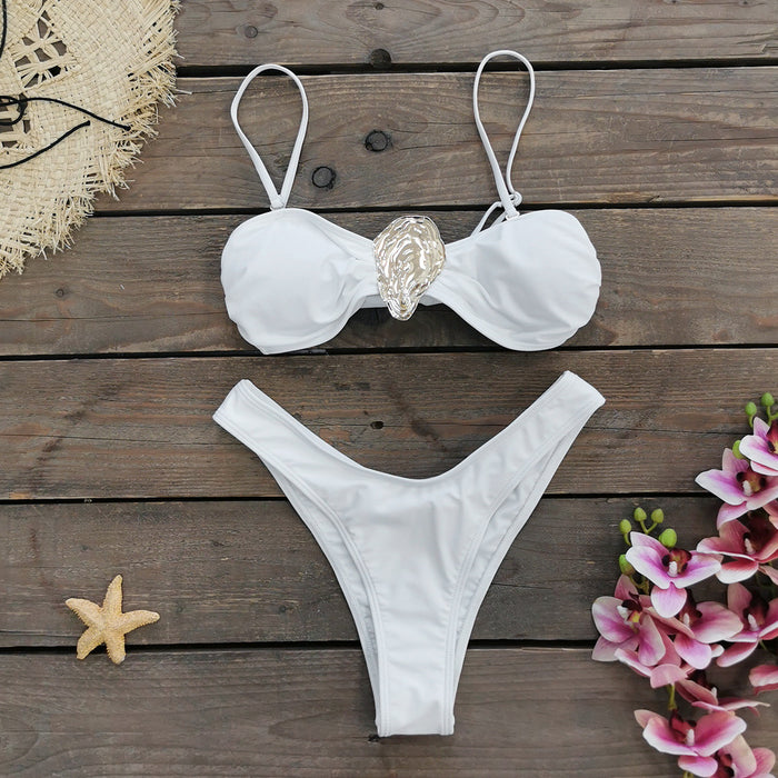 Wholesale Sexy bikini three piece solid color sexy split swimsuit