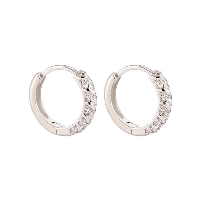 Wholesale Zircon Plain Ring Earrings with Circular Charm, Light Luxury and High Grade