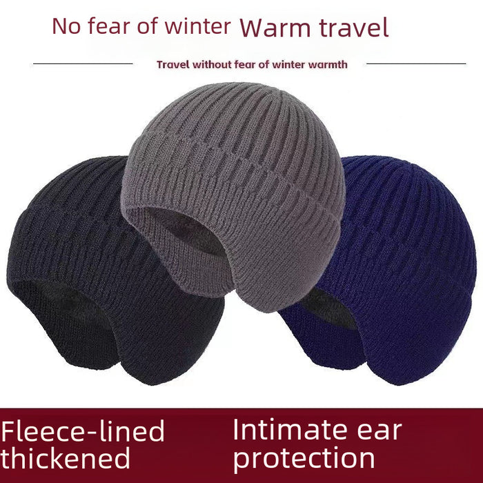 Wholesale Winter Knitted Hat For Men Women Warm Ear Protection Windproof Cycling Hat Fleece-lined Thickened Thermal Adult