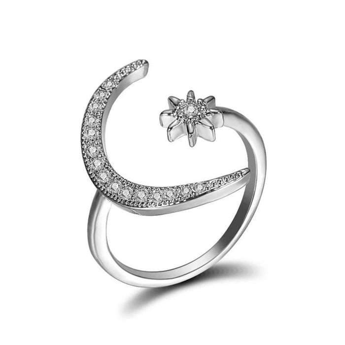 Wholesale Star Moon Ring Personality Star Moon Finger Opening Ring