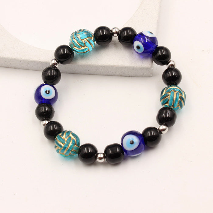 Wholesale Black crystal beads high-end men's bracelet with devil's eye bracelet