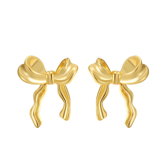 Wholesale Bowknot Earrings Women's Elegant All-match Exquisite High-end Design Sense Style Light Luxury Niche