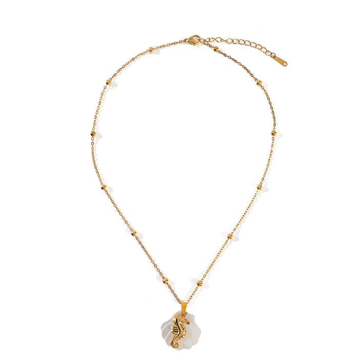 Wholesale Beach style stainless steel shell starfish necklace, ocean vacation series necklace