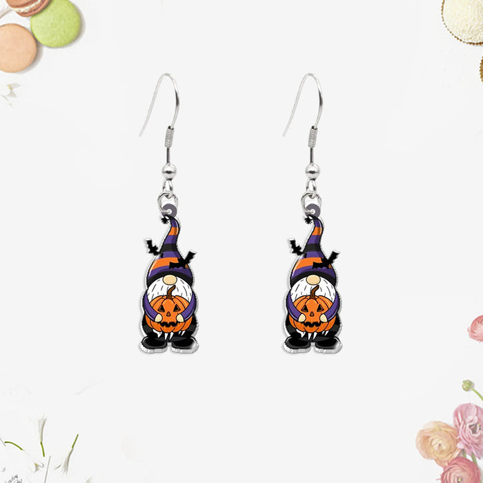 Wholesale pumpkin dripping oil funny Heat Shrinkable earrings dwarf elderly  series jewelry