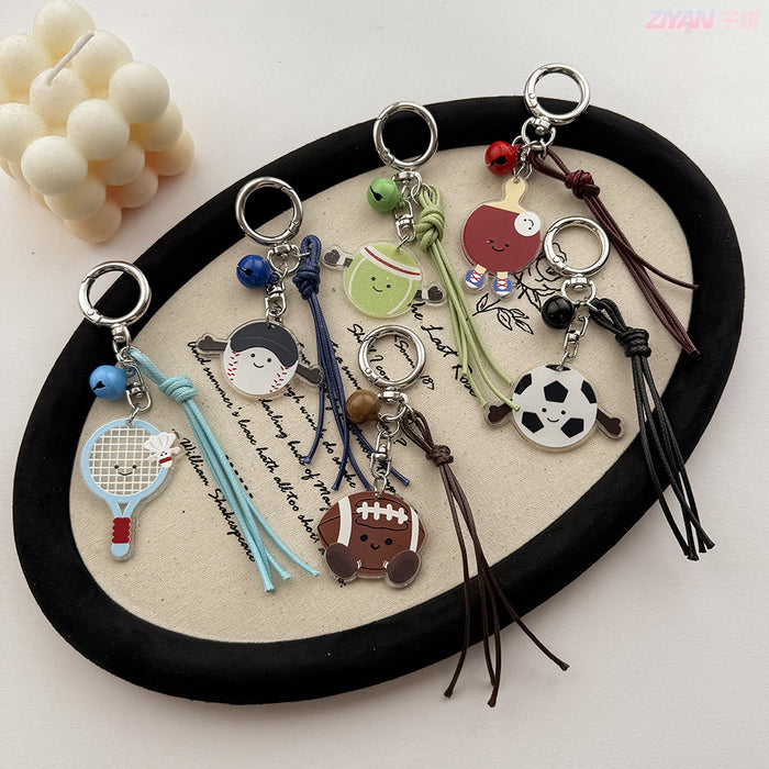 Wholesale cartoon humanoid table tennis badminton football key chain schoolbag key chain