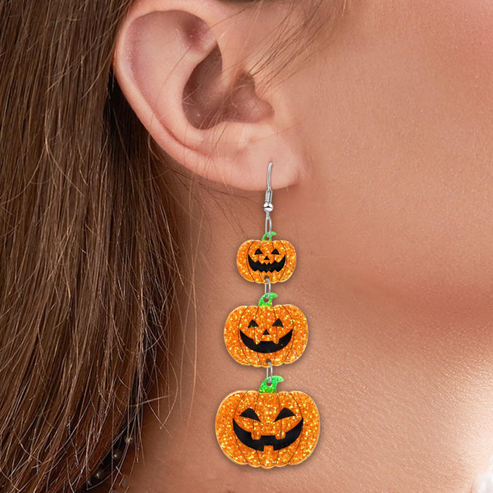 Wholesale Retro  Acrylic Earrings Pumpkin Bat Skull Jewelry Accessory For Women Party Wear Boutique Resale
