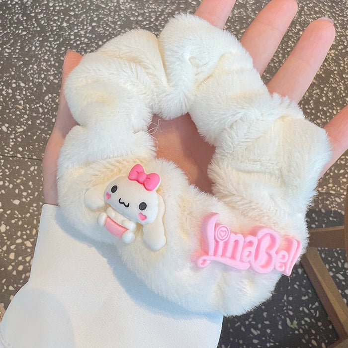 Wholesale Creamy Pink Cute Cartoon Series Girlish Plush Hair Scrunchies