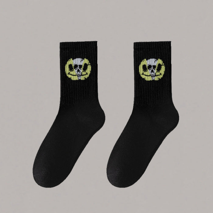 Wholesale 5pcs White socks men' s mid-calf socks autumn and winter basketball socks couple stockings black and white sports socks