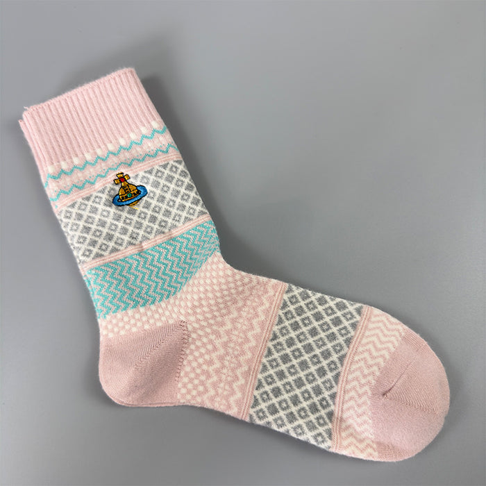 Wholesale Socks children embroidery retro warm wool socks thick outer wear