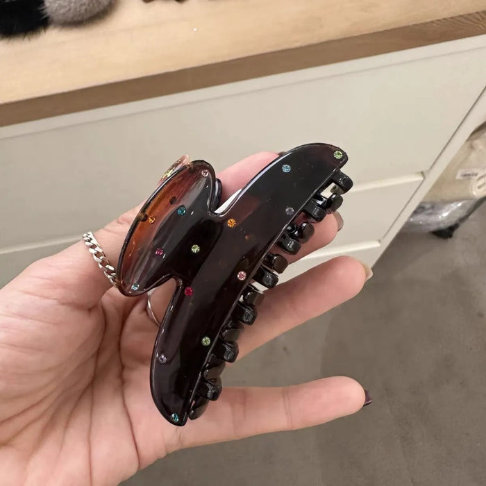 Wholesale Diamond studded solid color grip clip, simple temperament, back of the head hair clip, versatile shark clip