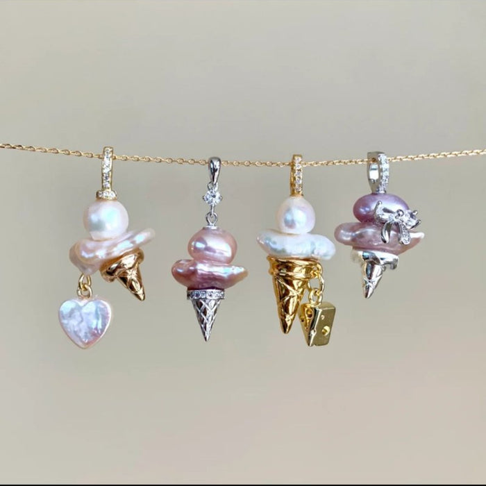 Wholesale Pearl Ice Cream Necklace Clavicle Chain plated 18K Gold Color Retention