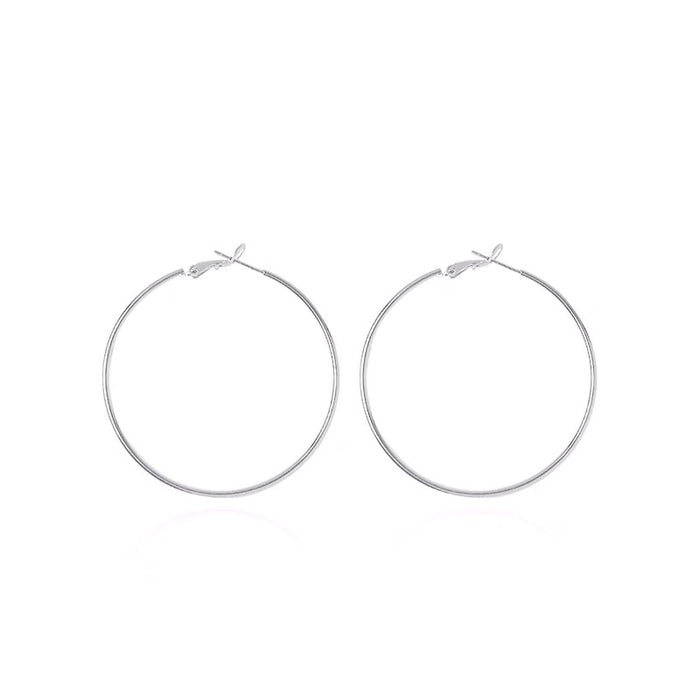 Wholesale Silver needle circle large ear ring plain ring earrings with versatile temperament