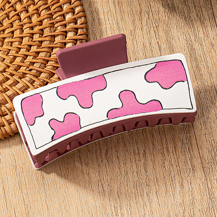 Wholesale western wind leather cow pattern acrylic hair claw clip ladies