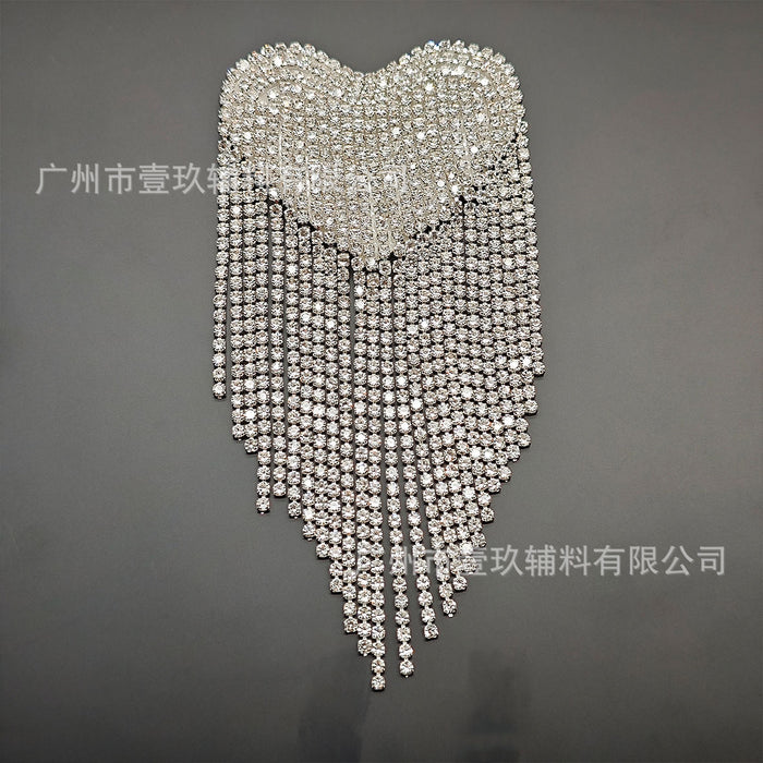 Wholesale Colorful Heart Tassel Heart-Shaped Rhinestone DIY Handmade Accessories Pendant
