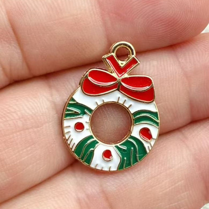 Wholesale 10pcs DIY alloy oil drip ,  reindeer,  deer,  bell,  snowman Christmas decoration accessories Pendant