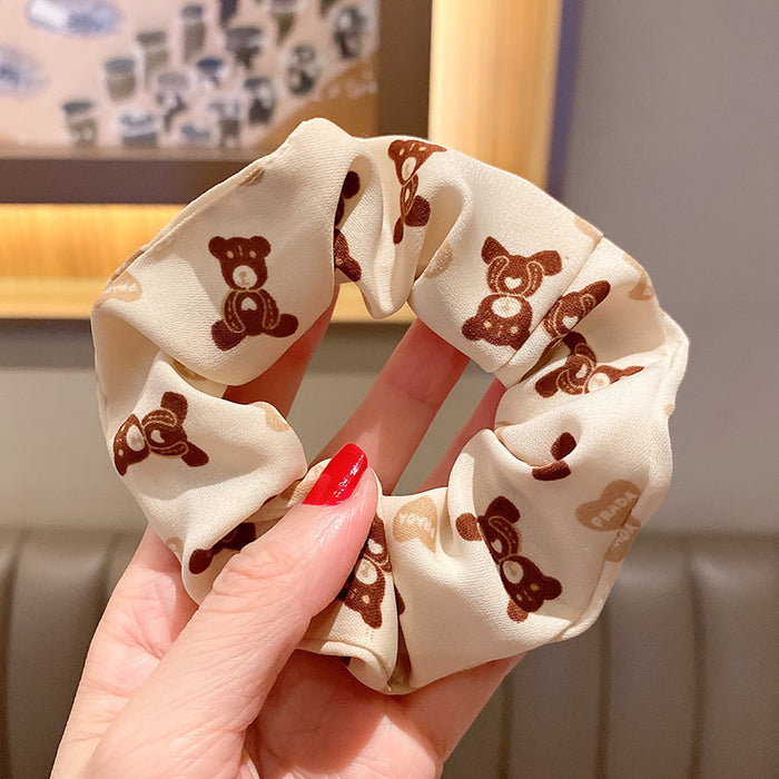 Wholesale Leopard Print Bear Intestine Ring Hair Scrunchies JDC-HS-HuiDi018