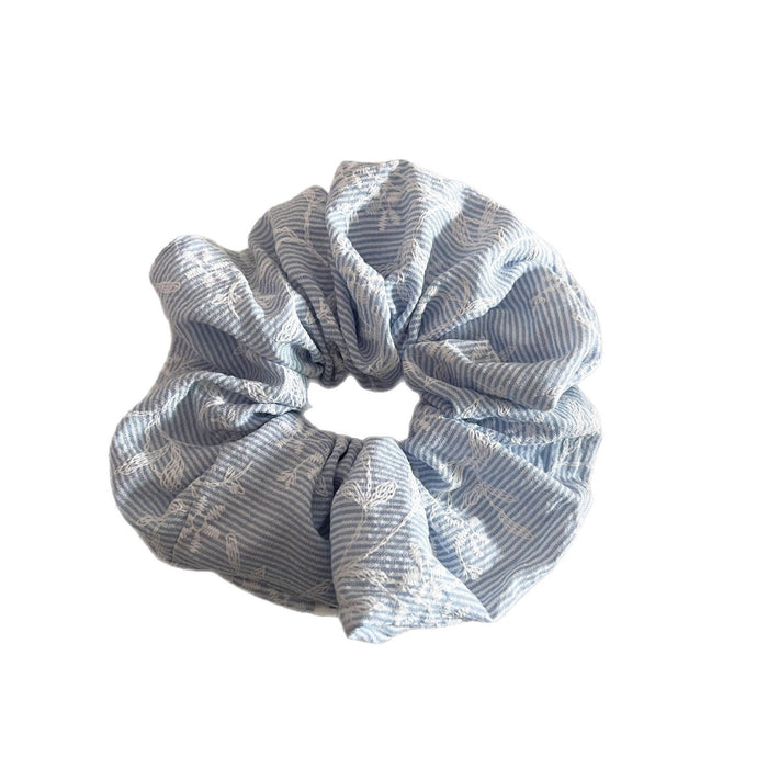 Wholesale Fresh blue striped embroidery floral lace lace hair loop hair tie hair accessory