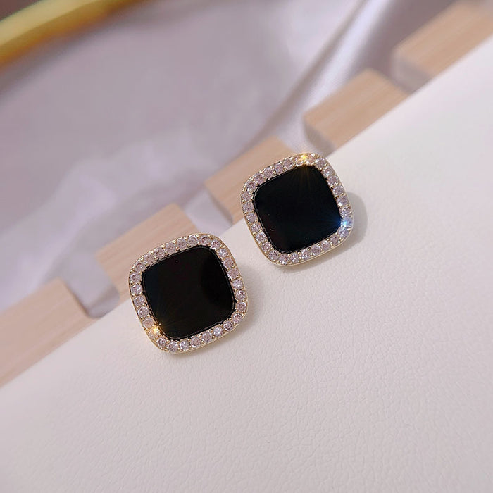 Wholesale Black Square Earrings Trendy Versatile Earrings Light Luxury