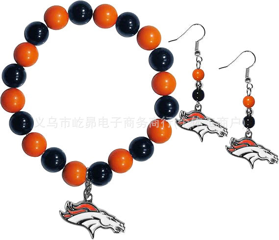 Wholesale Football Colored Candy Acrylic Bead Bracelet Earring Set