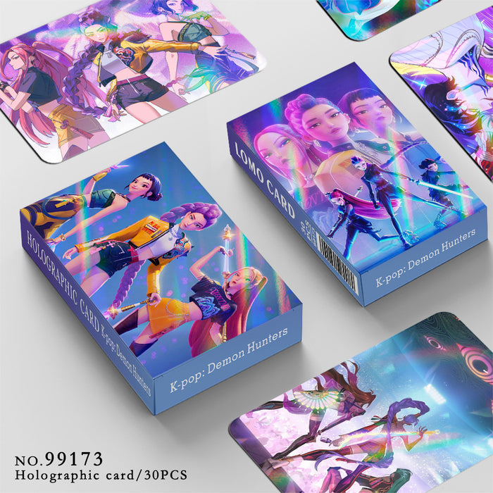 Wholesale 30-Piece Set of K-Pop Holographic Cartoon Collectible LOMO Cards