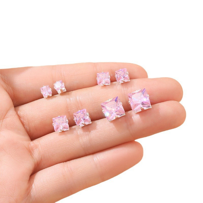 Wholesale Ear hole four claw block zircon niche minimalist temperament new light luxury commuting earring wholesale