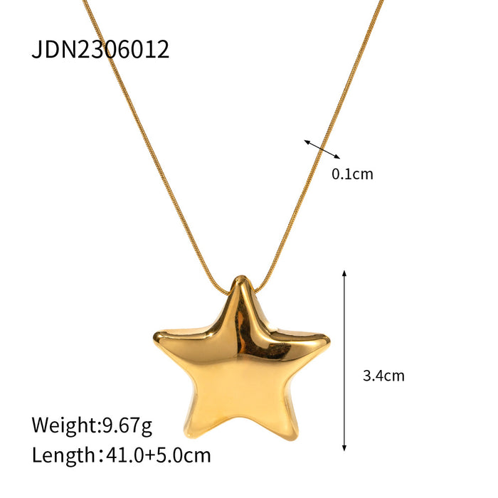 Wholesale 18K Gold Plated Stainless Steel Five-pointed Star Necklace JDC-NE-JD417