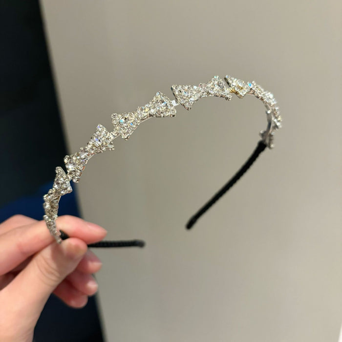 Wholesale  rhinestone hair bundle flash diamond flower hairband thin bow tie headband diamond hair accessories