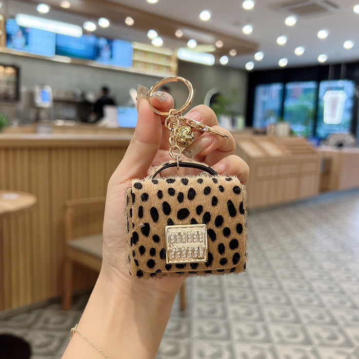 Wholesale Creative Leopard Print Mini Coin Purse Keychain Small Square Bag Car Key Chain Bag Pendant Decoration