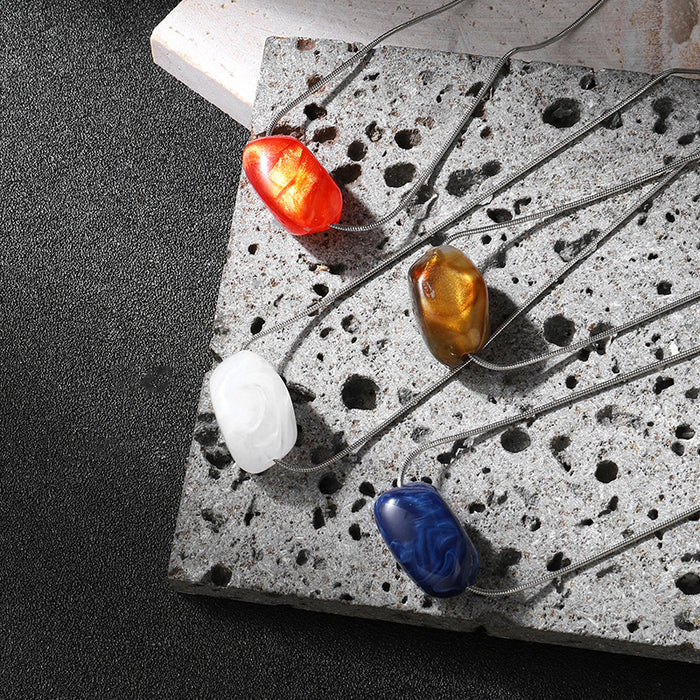 Wholesale Simple and versatile stainless steel snake bone chain with acrylic beads