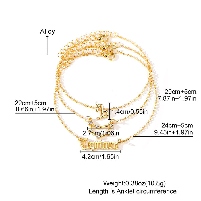 Wholesale Multi-layer 12 Constellations Alloy Diamond Anklet JDC-AS-HanShi001