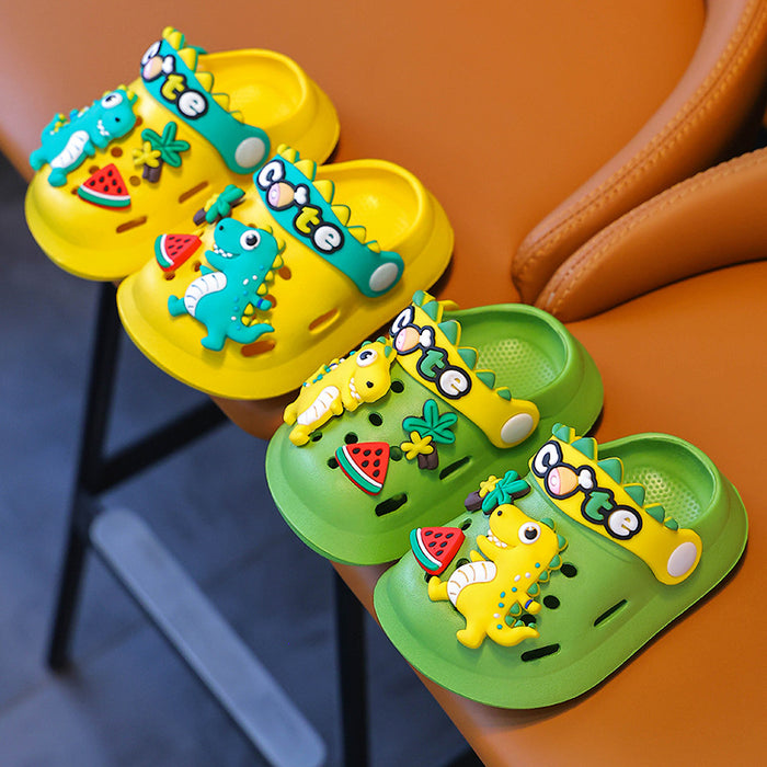 Wholesale Baby hole shoes dinosaur children's slippers indoor home non-slip