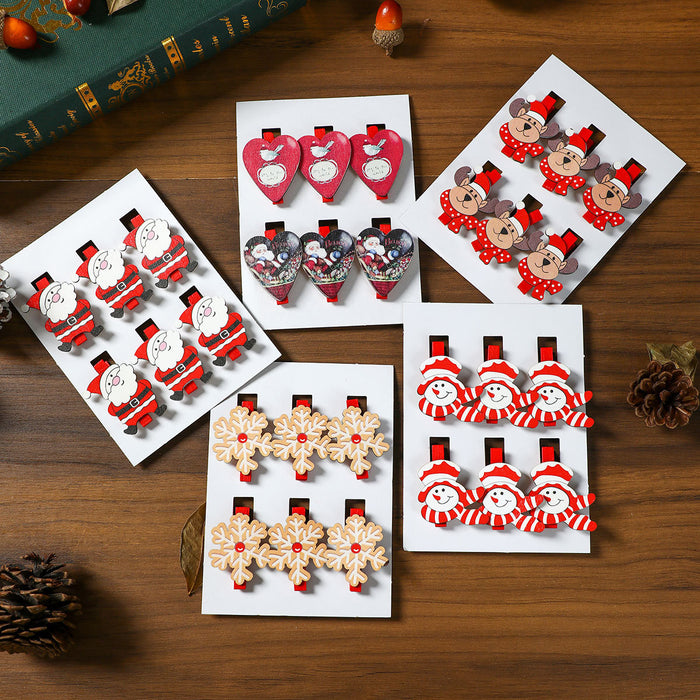 Wholesale Christmas wooden cartoon clip Christmas holiday decoration accessories home photo wall scene layout