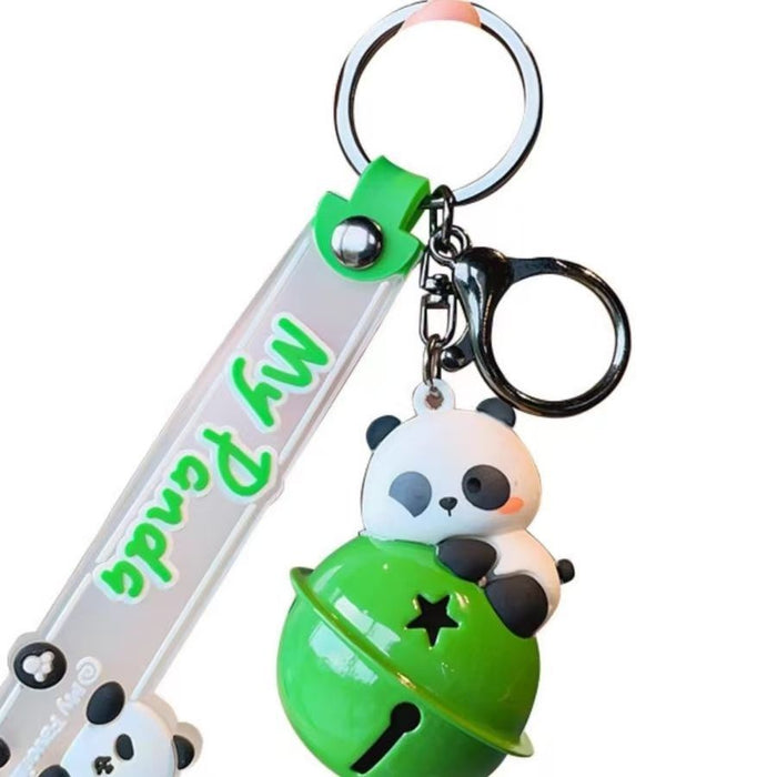 Wholesale Creative Cute Fortune Swivel Panda Keychain Cartoon Couple Car Schoolbag Keychain Gift Silicone