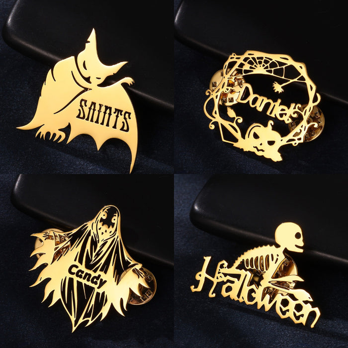 Wholesale  Witch Name Brooch Pin DIY Ghost Badge Costume Accessory