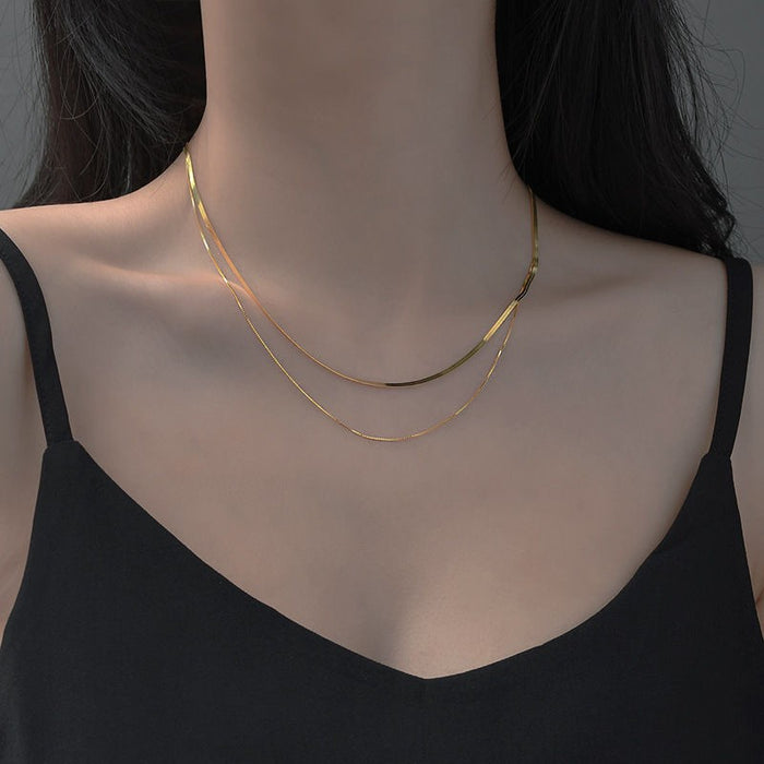 Wholesale Stackable Stainless Steel Gold-plated Necklace JDC-NE-LiR005