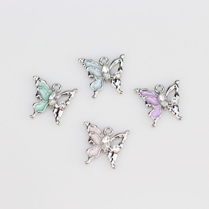 Wholesale Butterfly pendant alloy multi-color oil drop pendant bracelet necklace accessories DIY jewelry accessories
