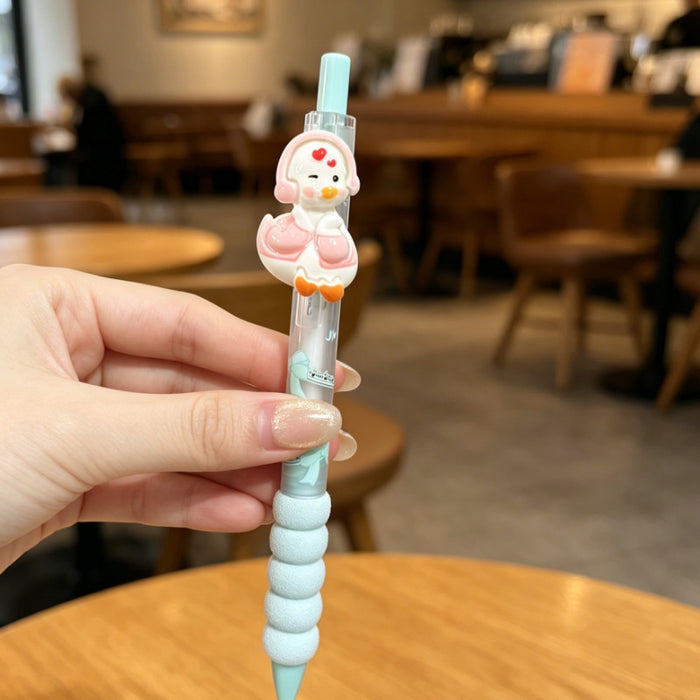 Wholesale Cute Cartoon Duck Gel Pens 0. 5mm Bulk Plastic Ballpoint Pens with Plush Charm Decorative Accessory