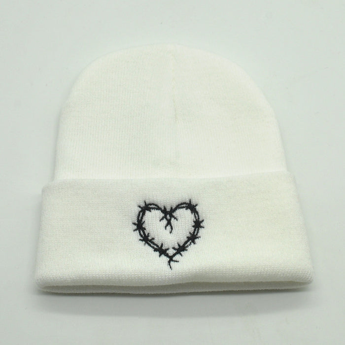 Wholesale Autumn and Winter Acrylic Love Embroidery Knitted Beanie JDC-FH-PeiN014