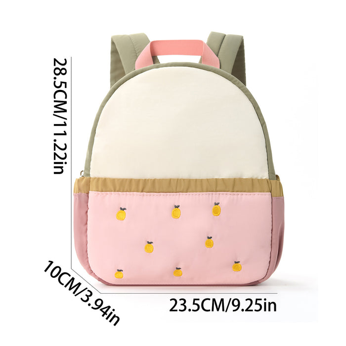 Wholesale Children's Backpack Color Matching Cute Apple Embroidery Kindergarten School Bag Baby Mini Travel Backpack