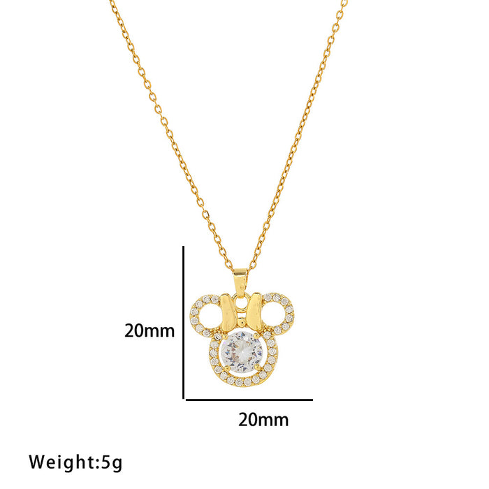 Wholesale Double Layer Diamond Titanium Steel Pendant JDC-NE-OBK010