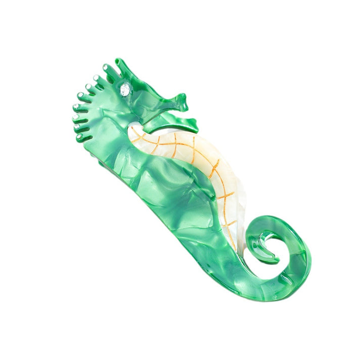 Wholesale Ocean Series Seahorse Gold Acetate Hair Claw Clip,  Trendy Hair Accessory