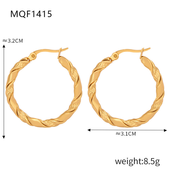 Wholesale Cold and elegant style, simple and personalized jewelry, geometric twist texture design, titanium steel O-ring