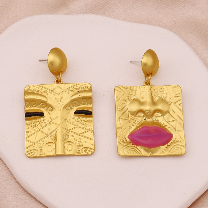 Wholesale Retro Five-feature Zinc Alloy Earrings JDC-ES-YueLi022