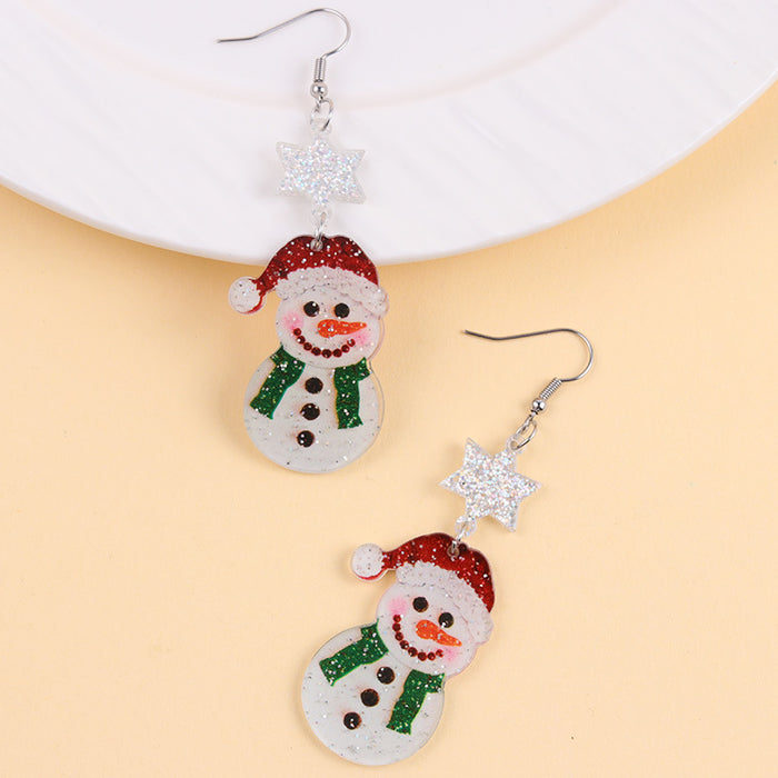 Wholesale Christmas Earrings Cartoon Contrasting Color Snowman Bell Acrylic Earrings Personalized Earrings Earrings