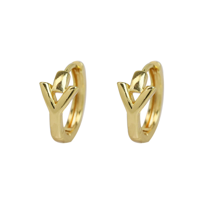 Wholesale  18k gold high-polished brass simple 26 English letters earrings